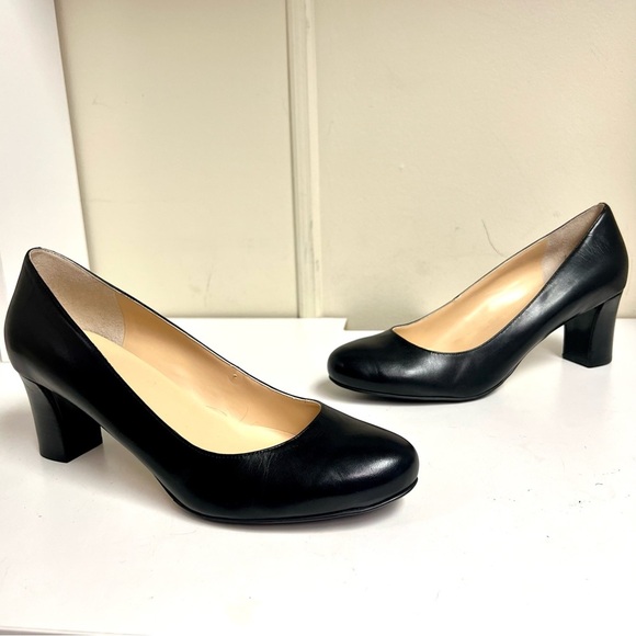 Cole Haan Women's Justine black leather block heels pumps 11B preppy office - Picture 3 of 11